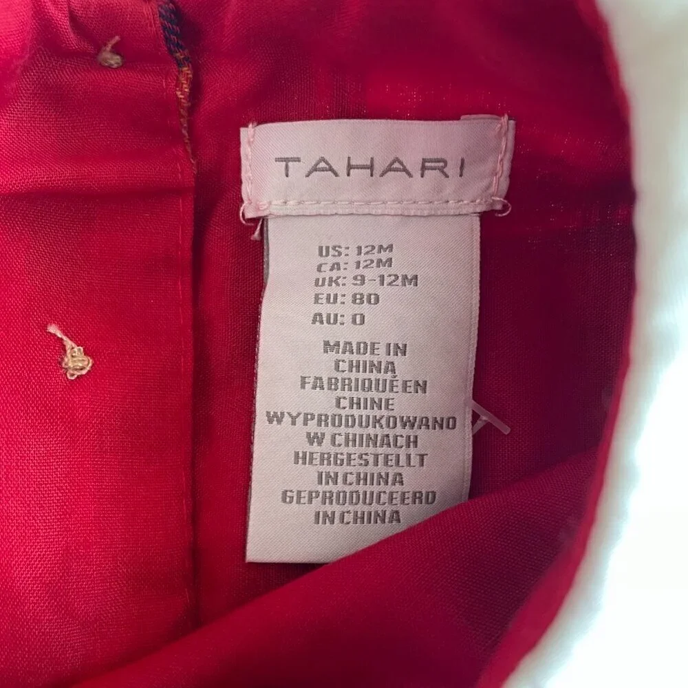 NEW Tahari Baby Girl Fall Apple Plaid Peter Pan Collar Dress - Size 12 Months